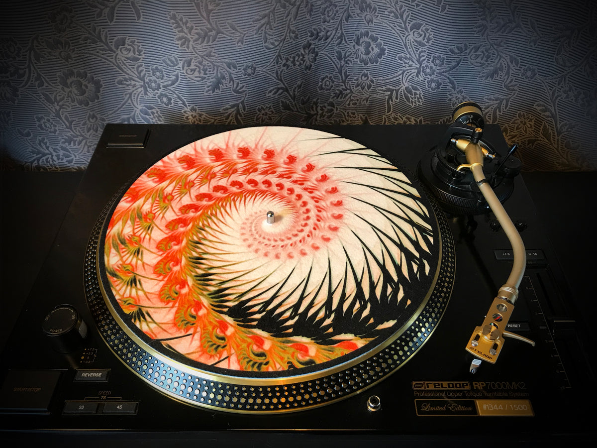 ORGANIC SPIRAL 1 Zoetrope Felt Turntable Slipmat 12" The Fisher King