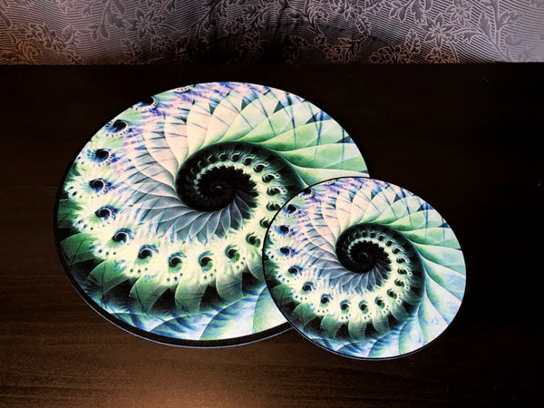7” Felt Zoetrope Turntable Slipmat ”Nautical Organic Spiral”