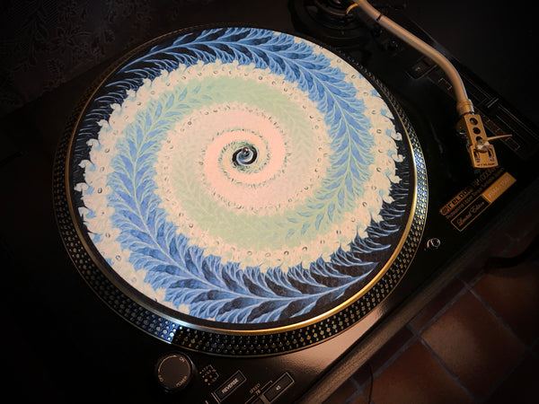 FERN BLUE Zoetrope Felt Turntable Slipmat 12"