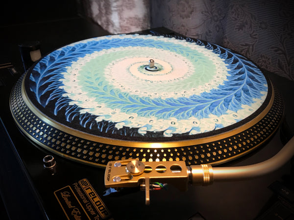 FERN BLUE Zoetrope Felt Turntable Slipmat 12"