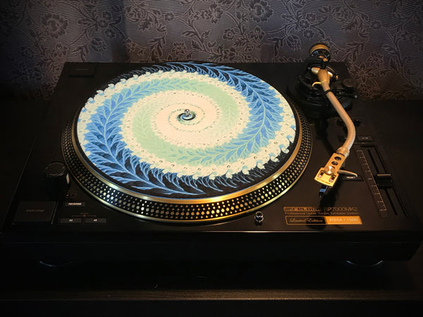 FERN BLUE Zoetrope Felt Turntable Slipmat 12"