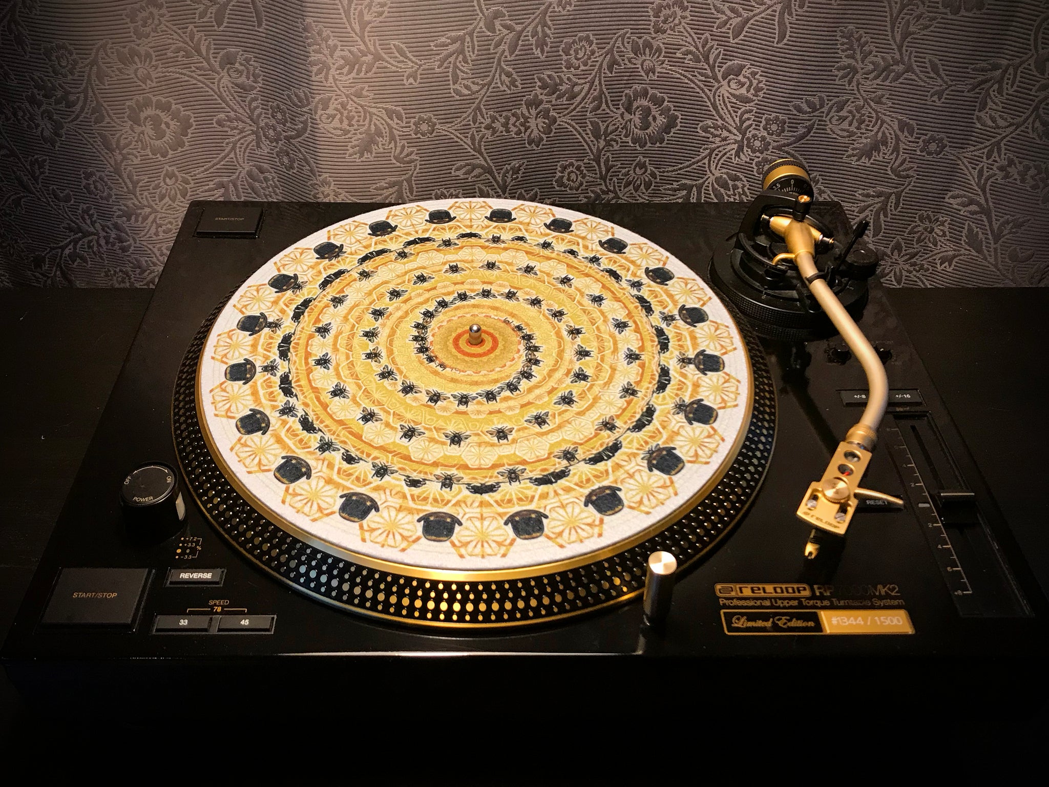 BOWLER HATS & BEES 2 Zoetrope Felt Turntable Slipmat 12