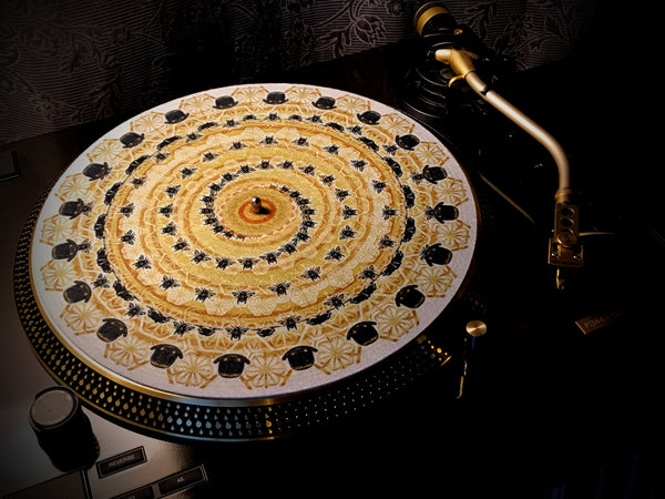 BOWLER HATS & BEES 2 Zoetrope Felt Turntable Slipmat 12"