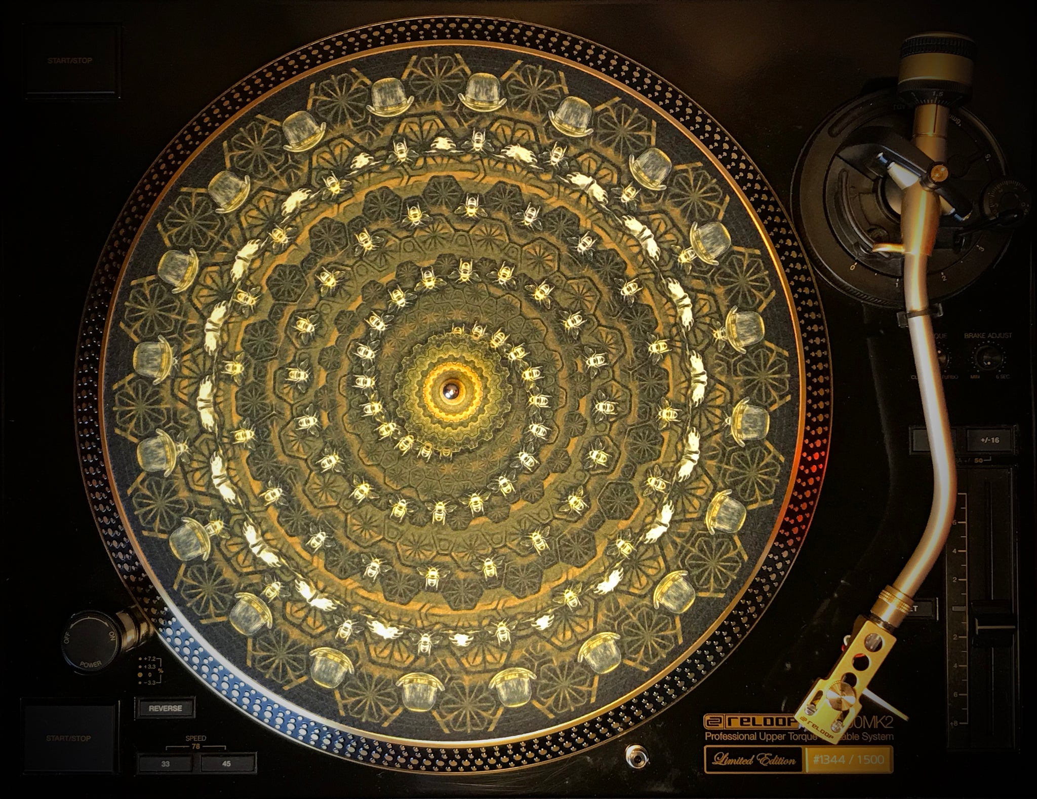 BOWLER HATS & BEES 1 Zoetrope Felt Turntable Slipmat 12"