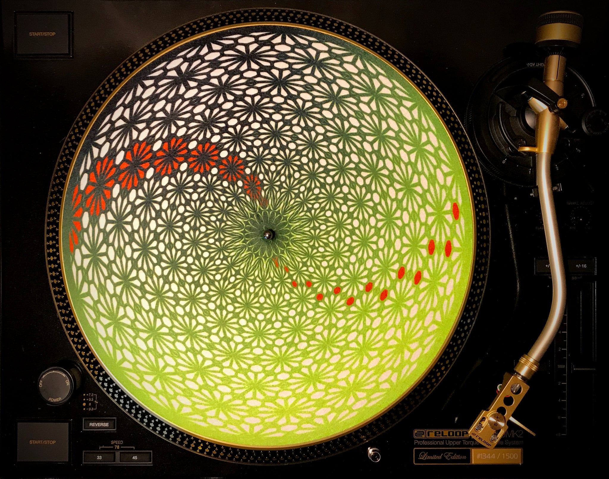 GEOMETRIC GREEN Zoetrope Felt Turntable Slipmat 12"