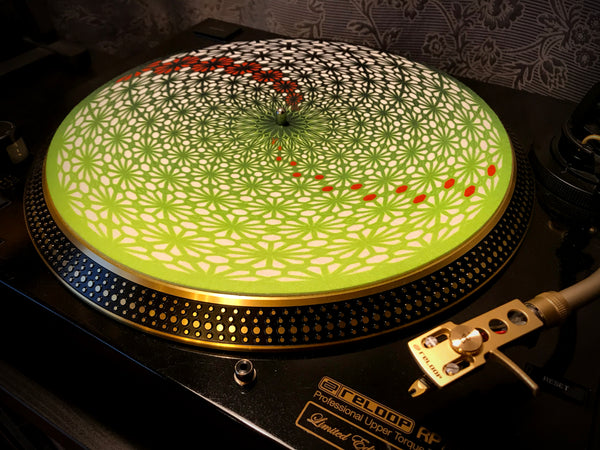GEOMETRIC GREEN Zoetrope Felt Turntable Slipmat 12"